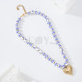 Collar bolas con estampado azul y corazón