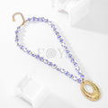 Collas con bolas con estampado azul y aro central
