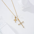 Collar doble cruz con piedra