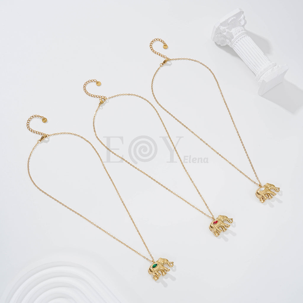 Collar elefantes con circonita