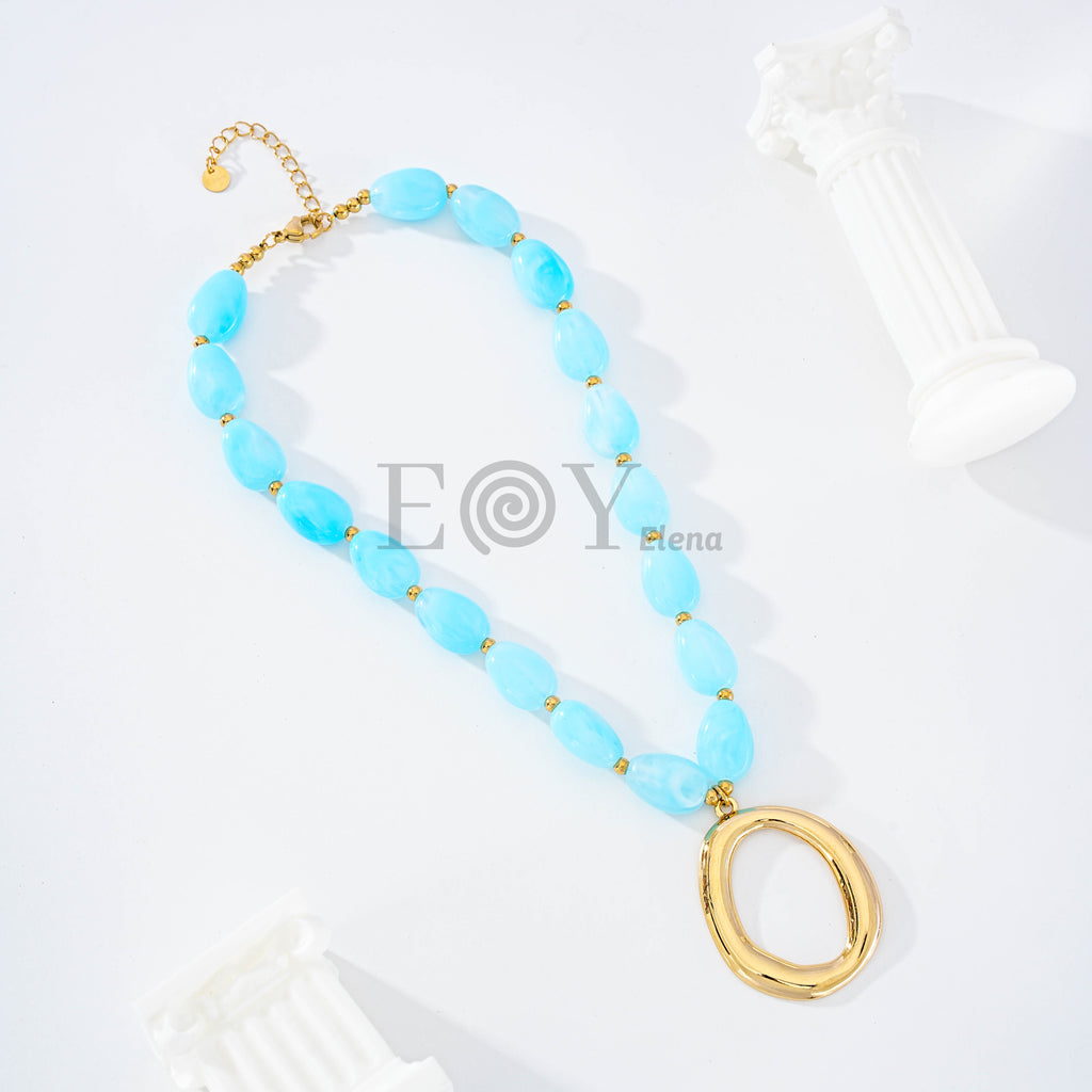 Collar piedras con aro grande central