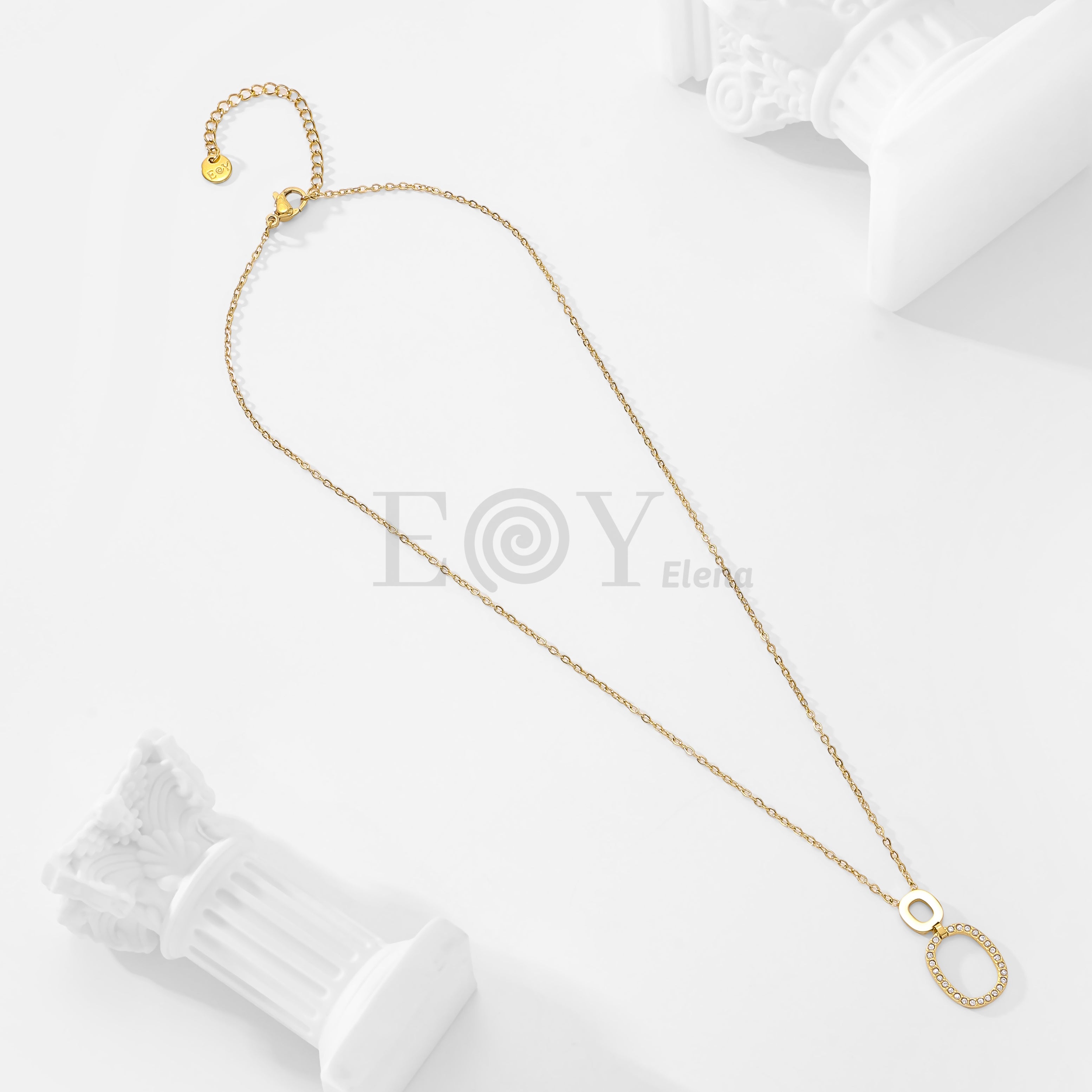 Collar doble cuadrado con circonitas