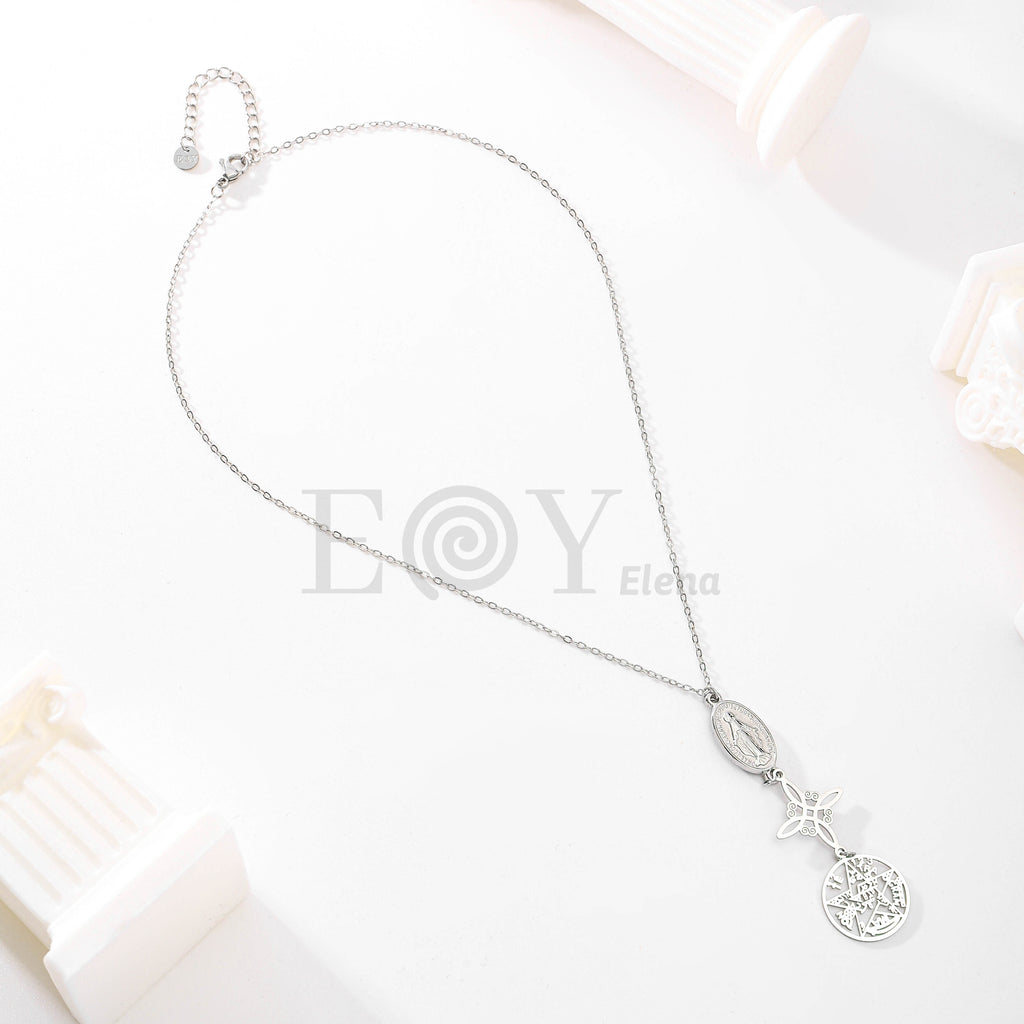 Collar Virgen de Covadonga con nudo de bruja