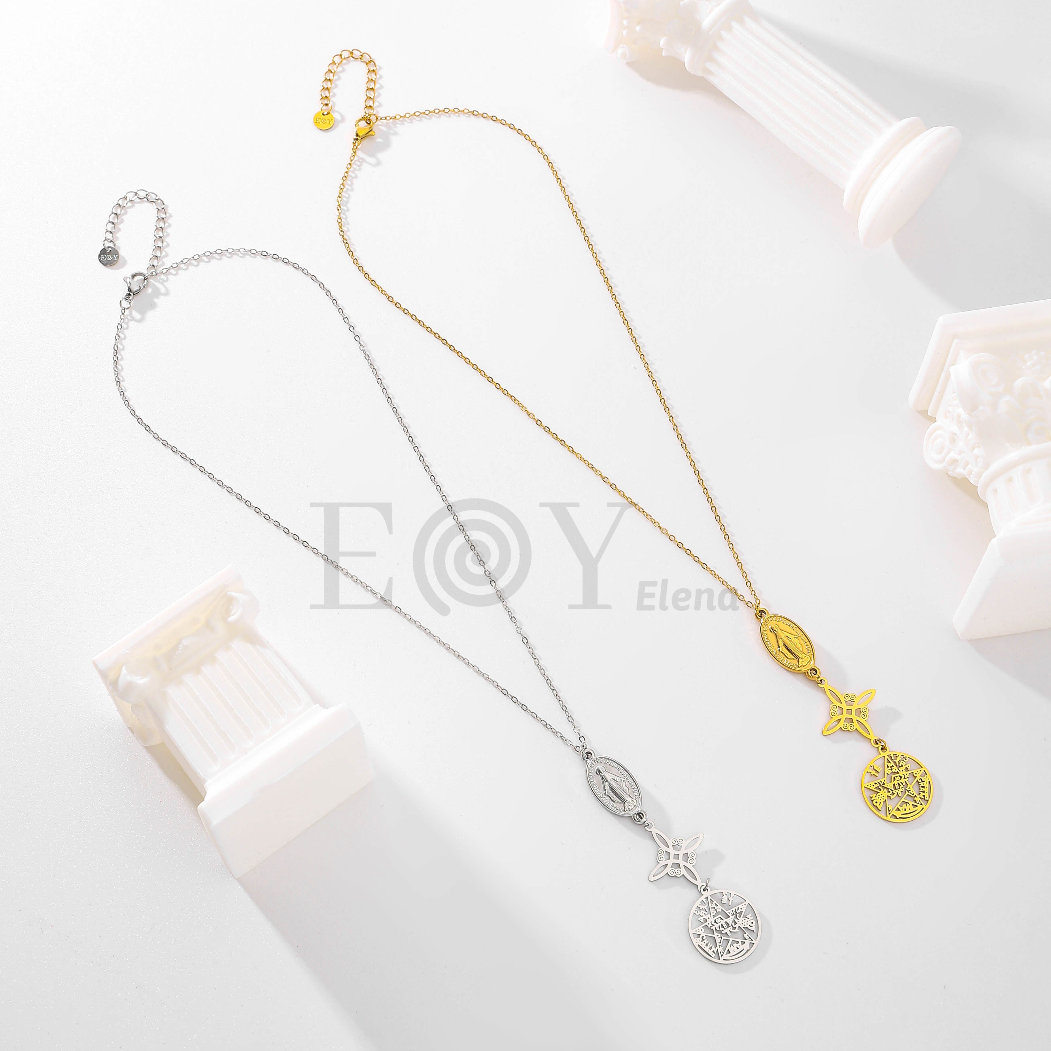 Collar Virgen de Covadonga con nudo de bruja
