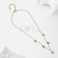 Collar hojas piedras colores y blanco