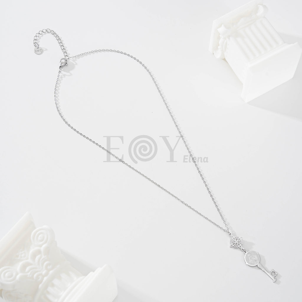 Collar nudo de bruja con llave Vírgen de la Milagrosa