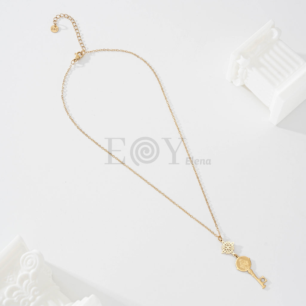 Collar nudo de bruja con llave Vírgen de la Milagrosa