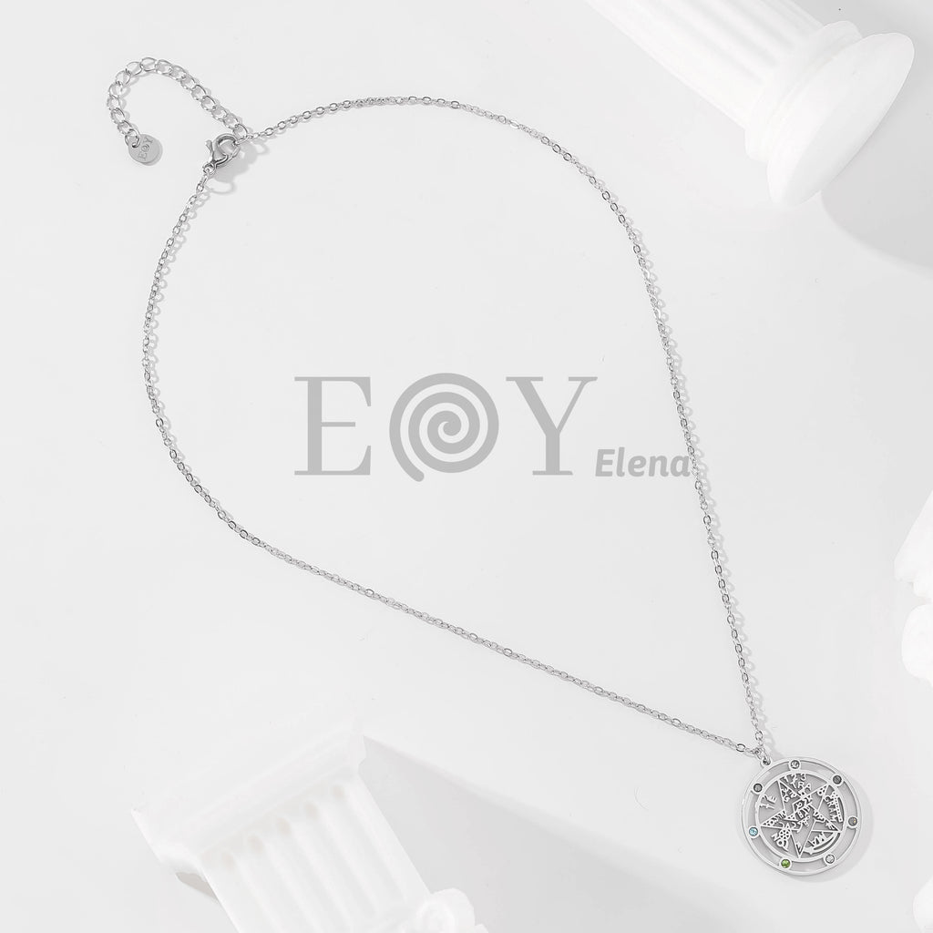 Collar de estrella con símbolos y circonitas multicolor