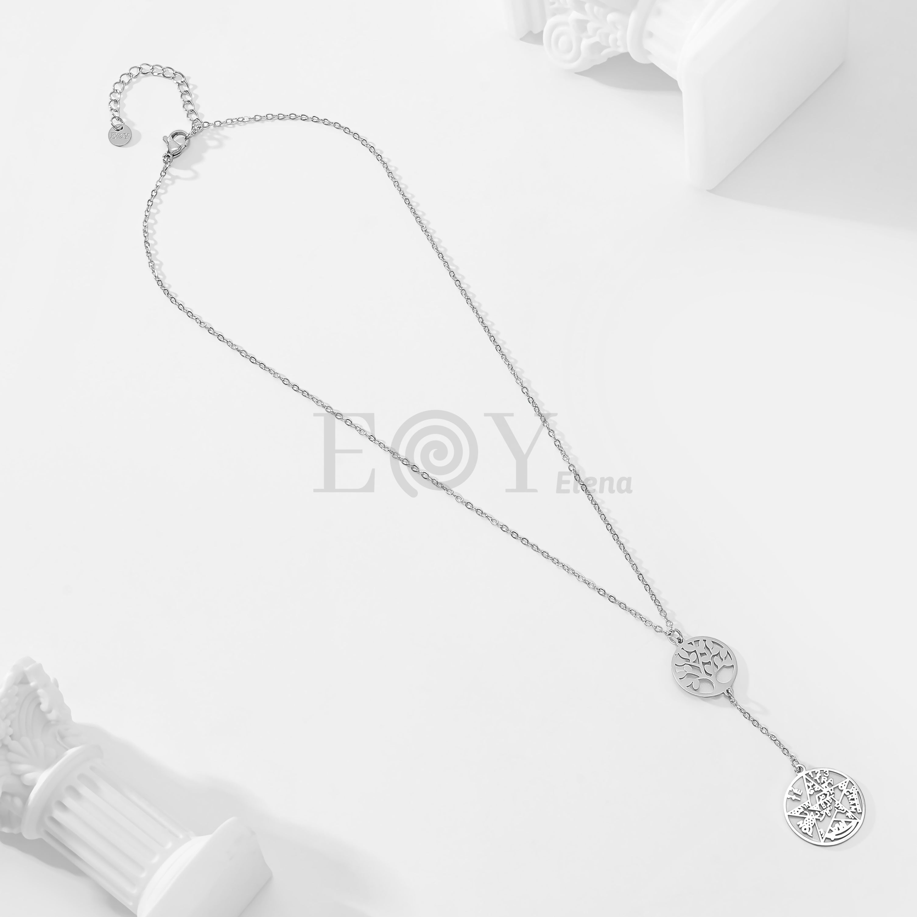 Collar doble protección árbol de la vida y estrella