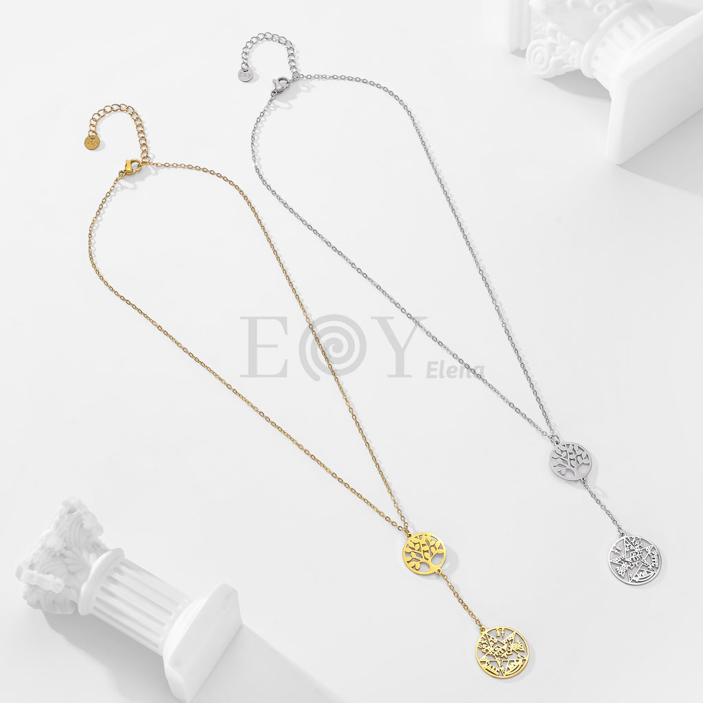Collar doble protección árbol de la vida y estrella
