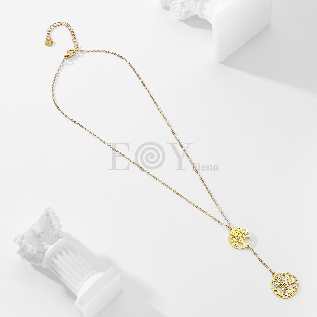 Collar doble protección árbol de la vida y estrella