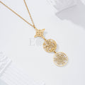 Necklace with witch knot, medal, and mandala pendants