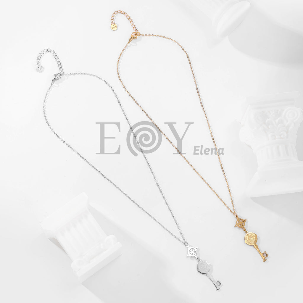 Collar con nudo de bruja y llave de Vírgen de Guadalupe