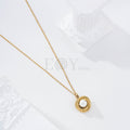 Collar rosa con perla acero