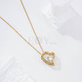 Collar corazón circonita acero