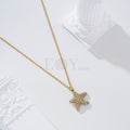 Collar estrella de mar con circonitas acero