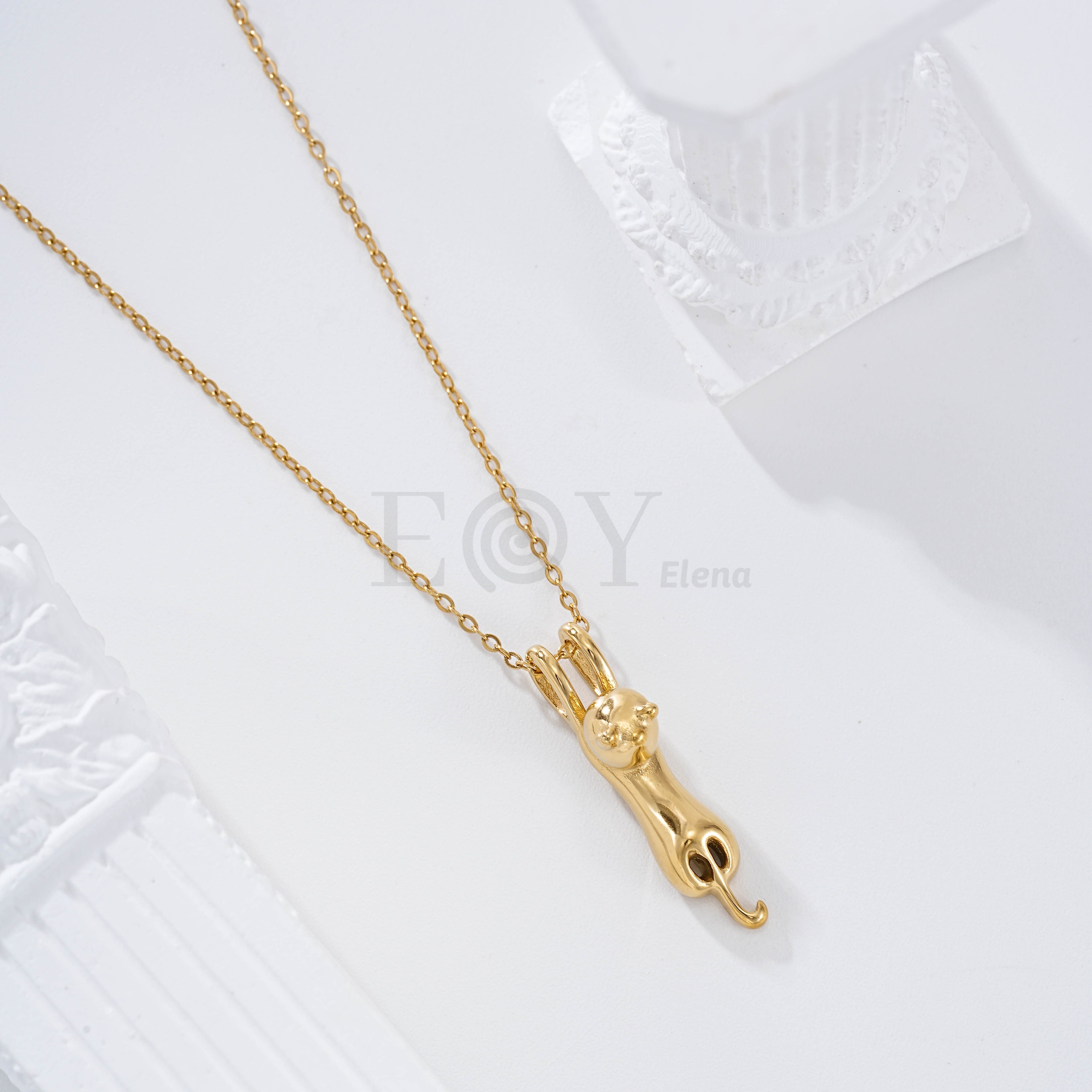 Collar gato tumbado acero