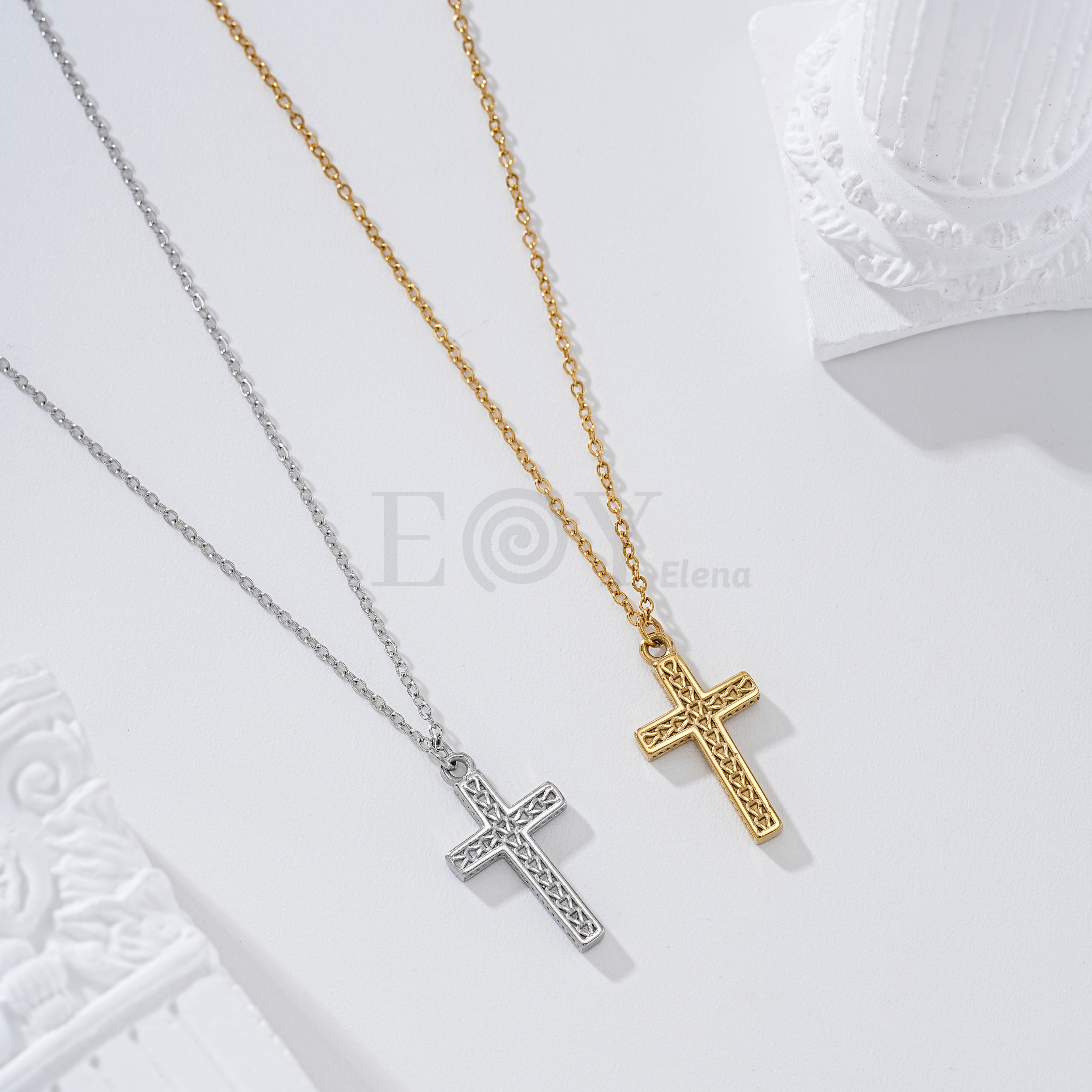 Collar cruz acero