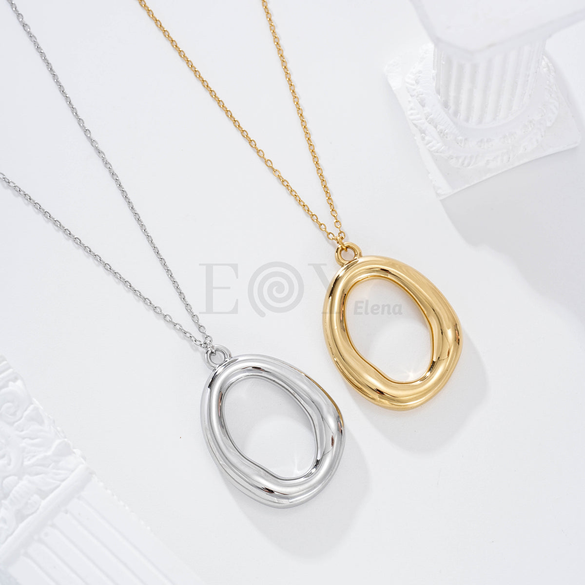 Collar óvalo central hueco acero