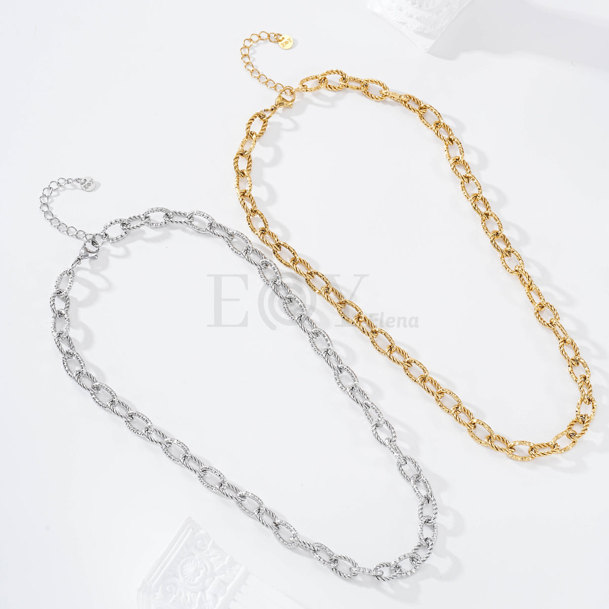 Collar cadena eslabones calados acero
