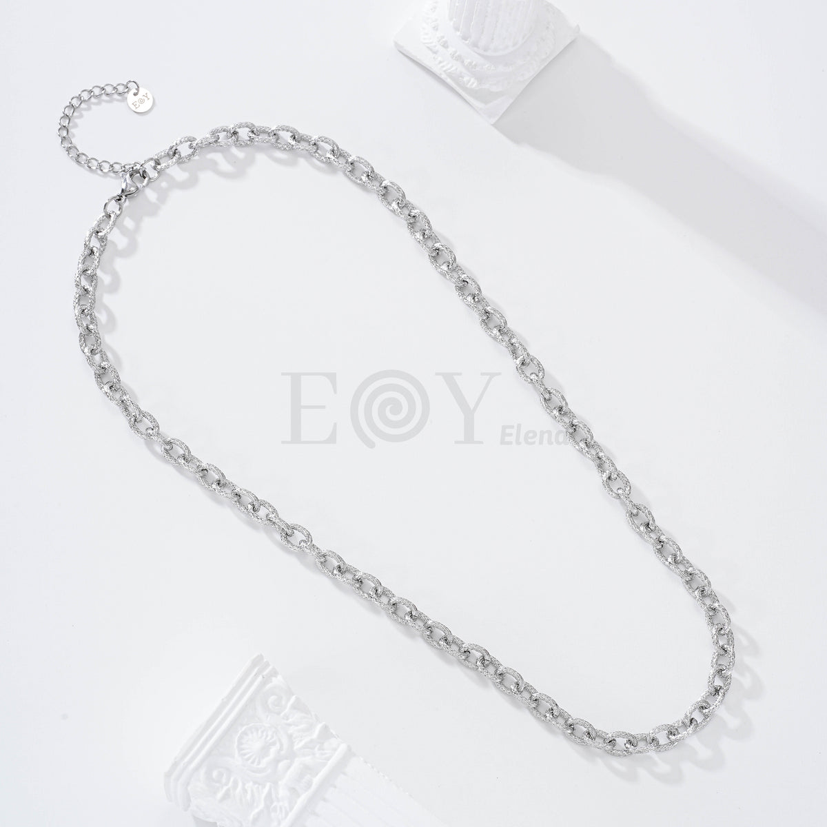 Collar cadena eslabones brillos acero