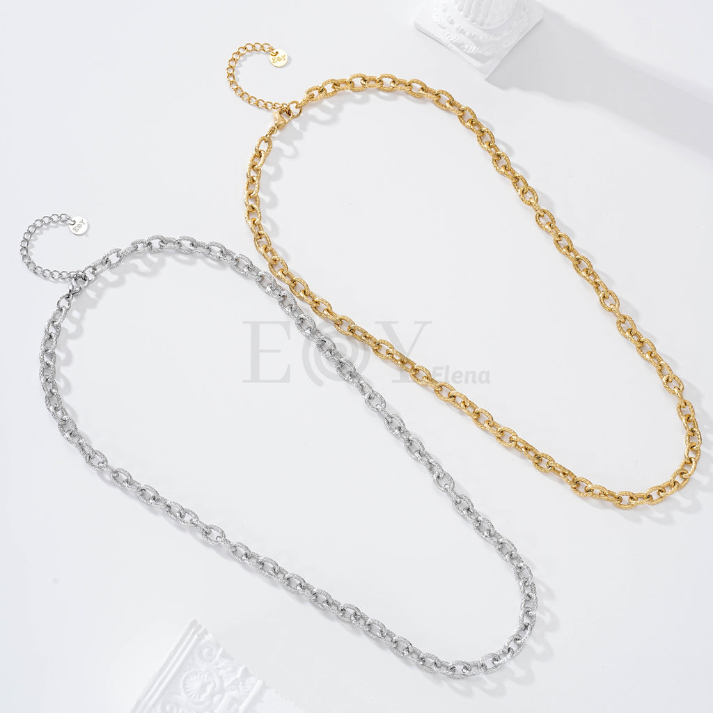 Collar cadena eslabones brillos acero
