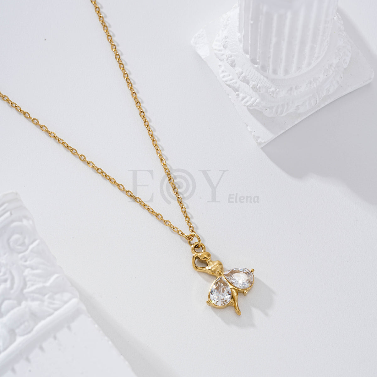 Collar bailarina circonita acero