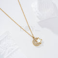 Collar luna circonitas y estrella nacar acero