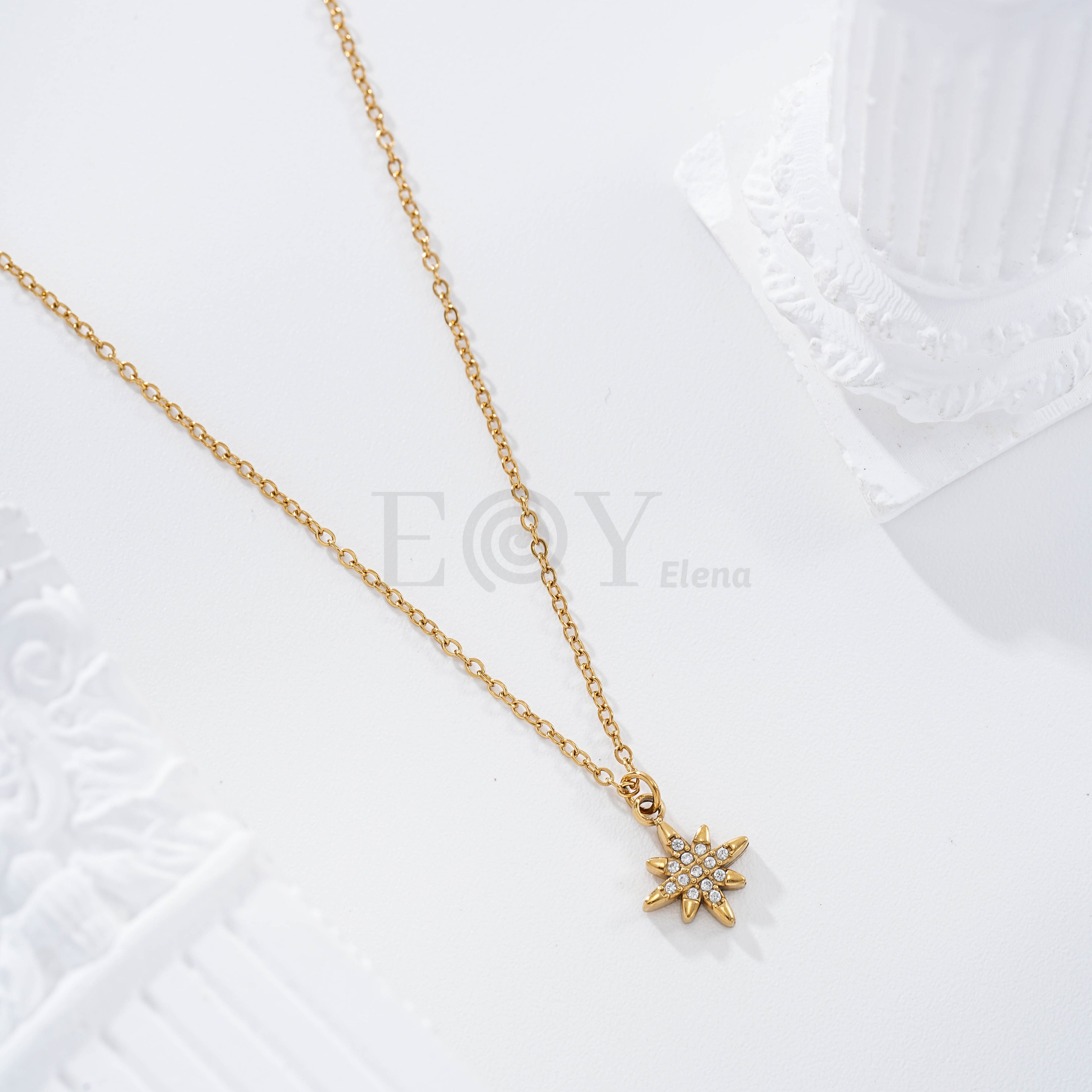 Collar estrella circonitas acero