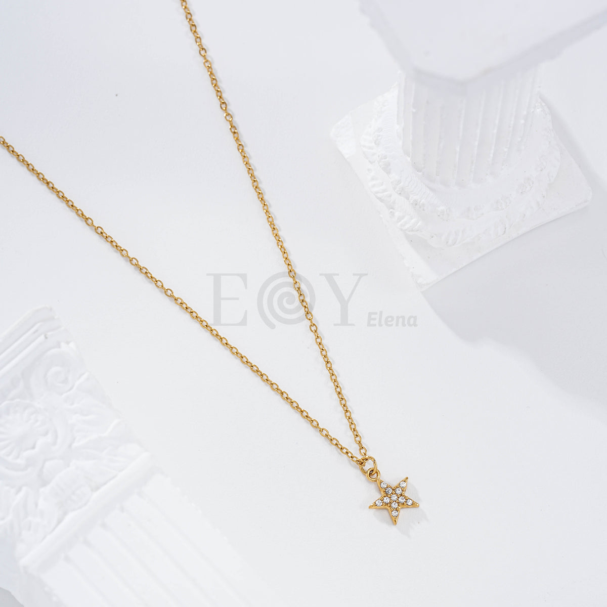 Collar estrella circonitas acero