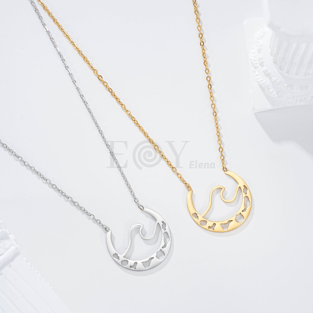 Collar ola con islas acero