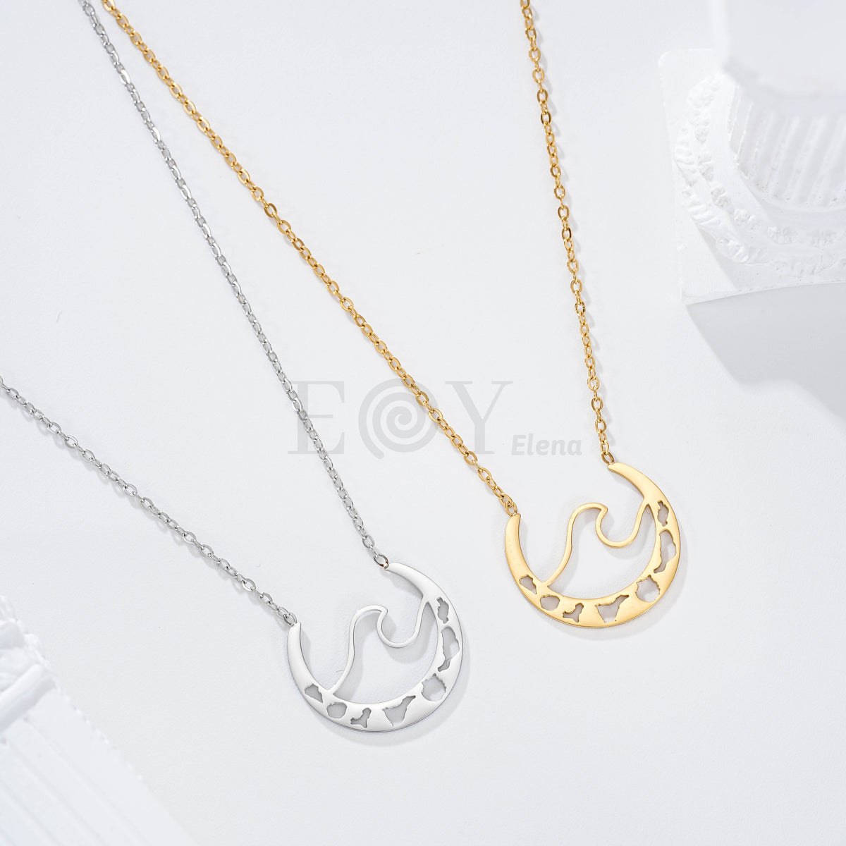 Collar ola con islas acero