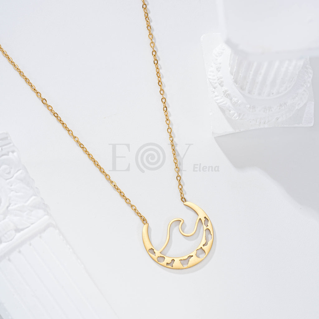 Collar ola con islas acero