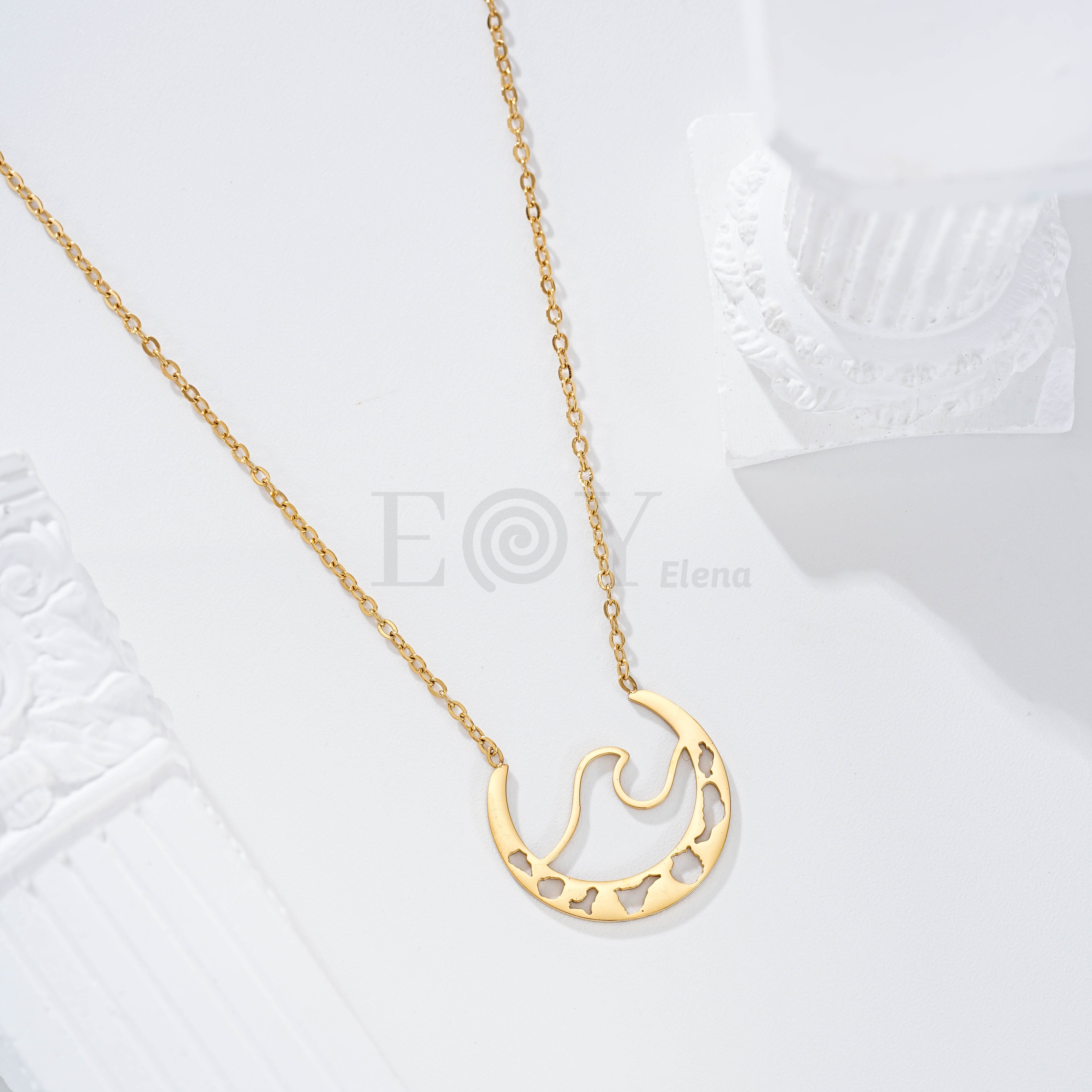 Collar ola con islas acero