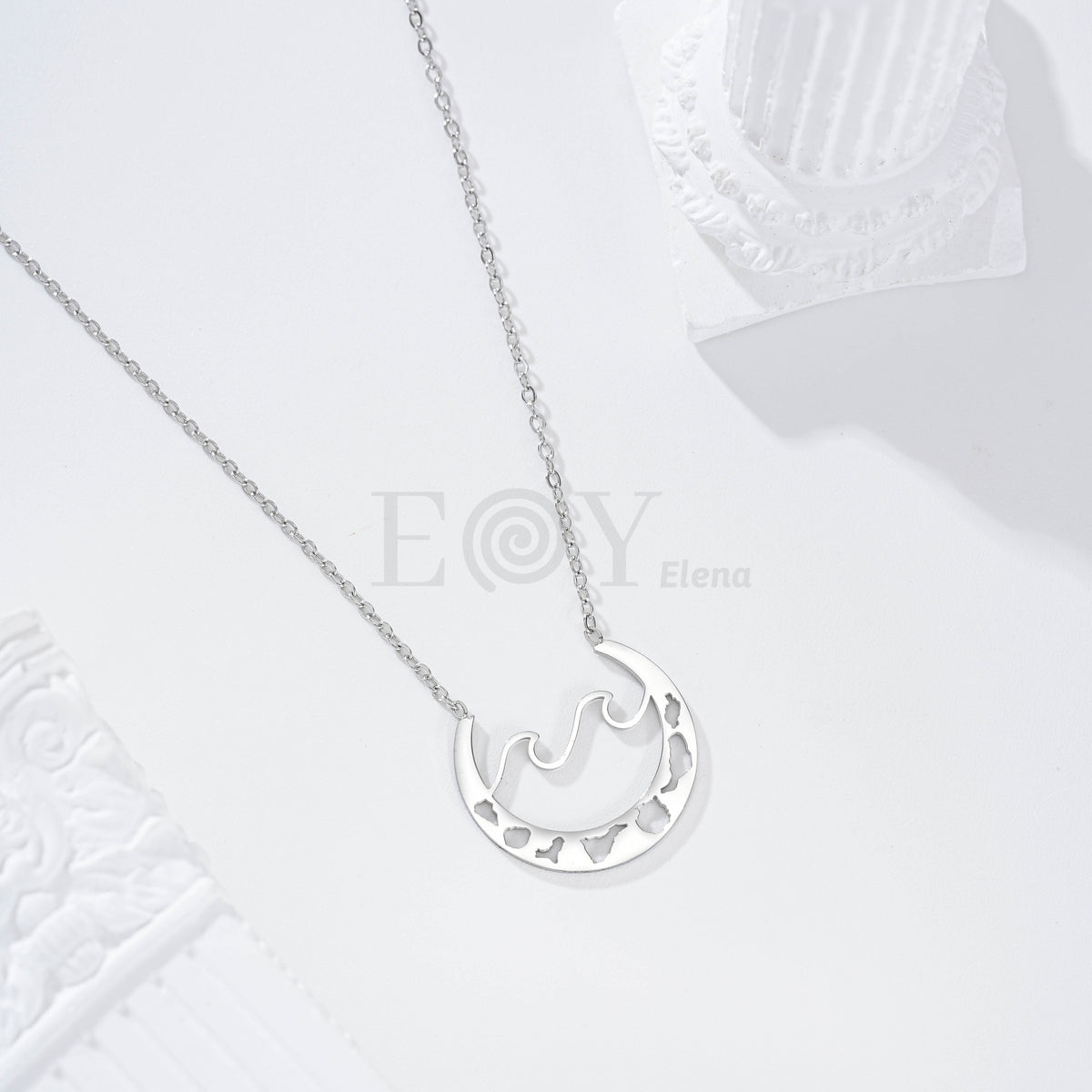 Collar ola con islas acero