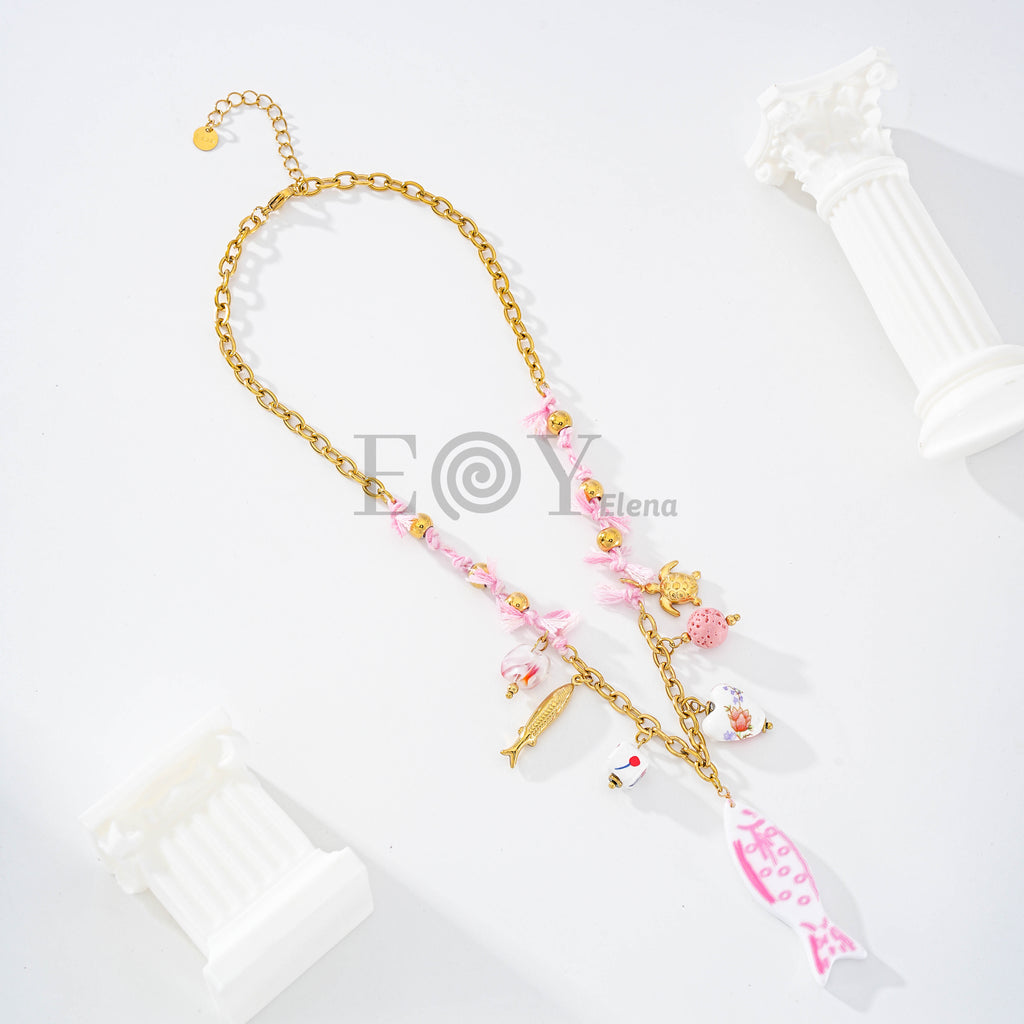Collar pez y charms marinos