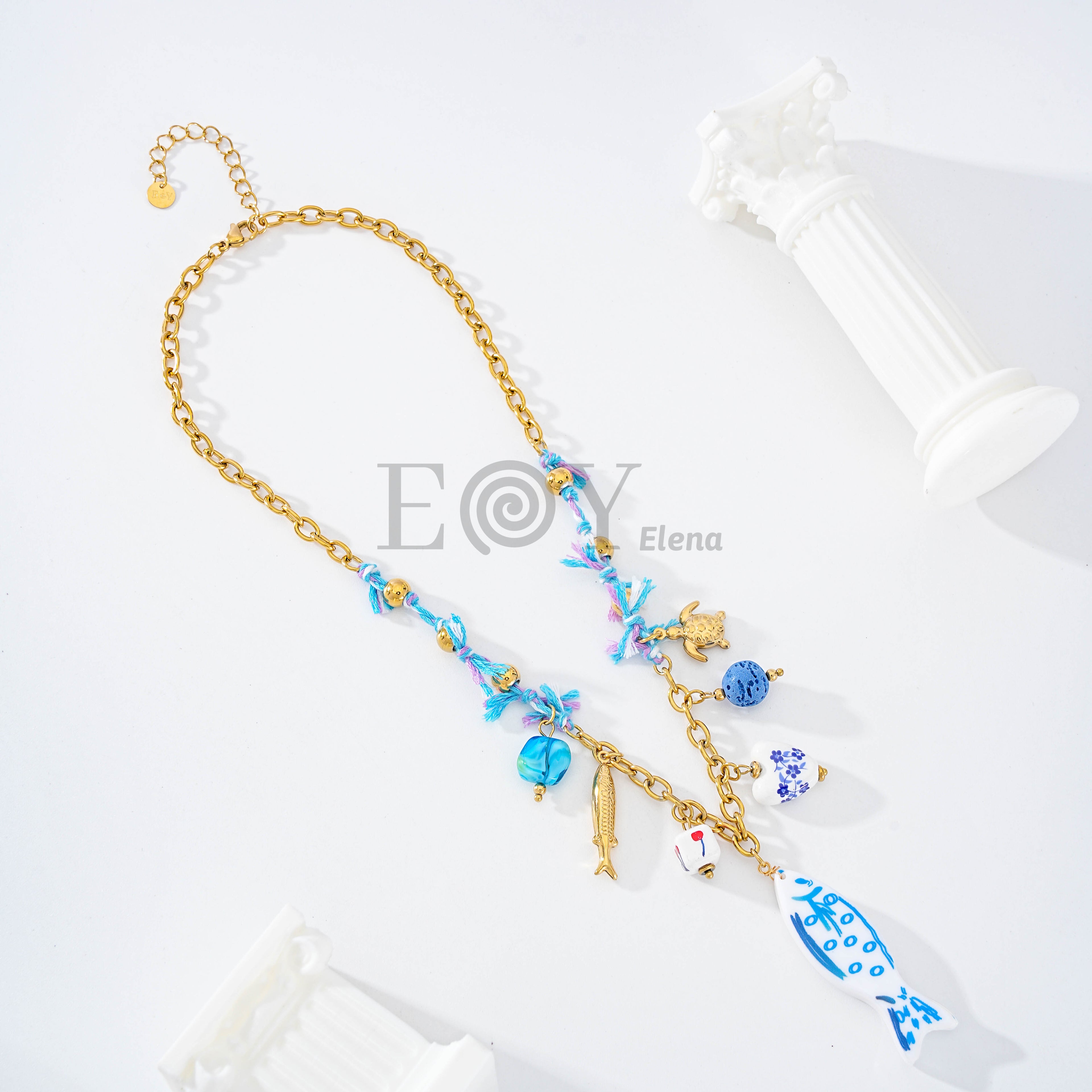 Collar pez y charms marinos