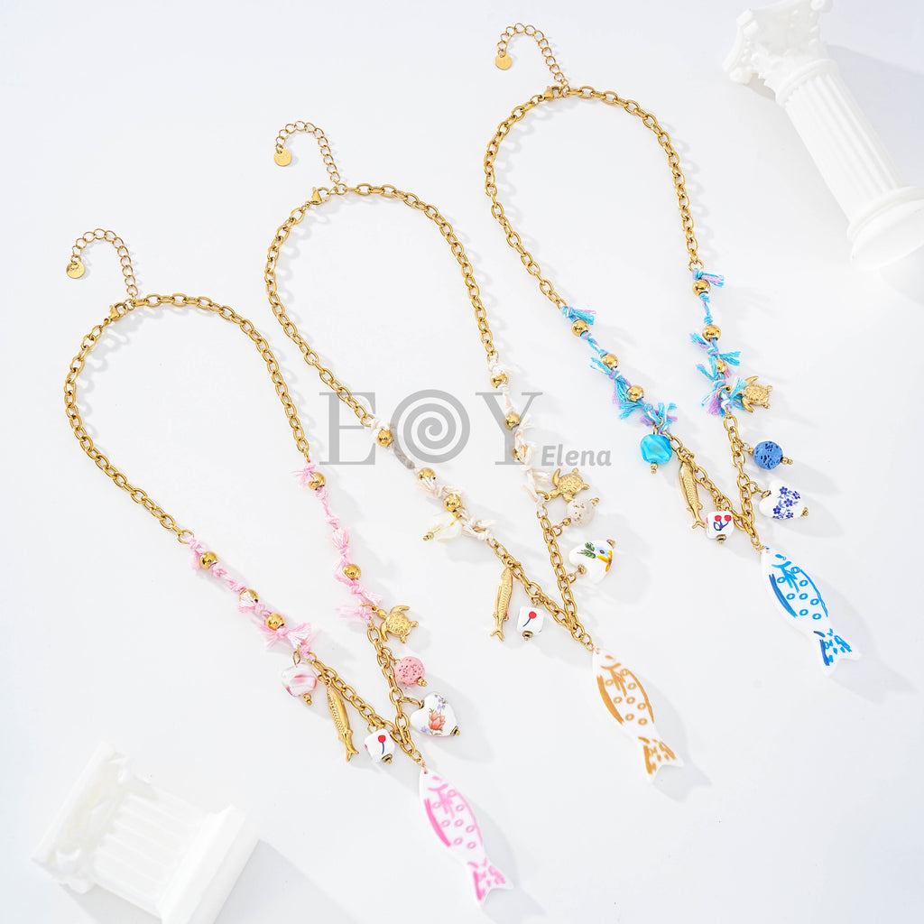 Collar pez y charms marinos