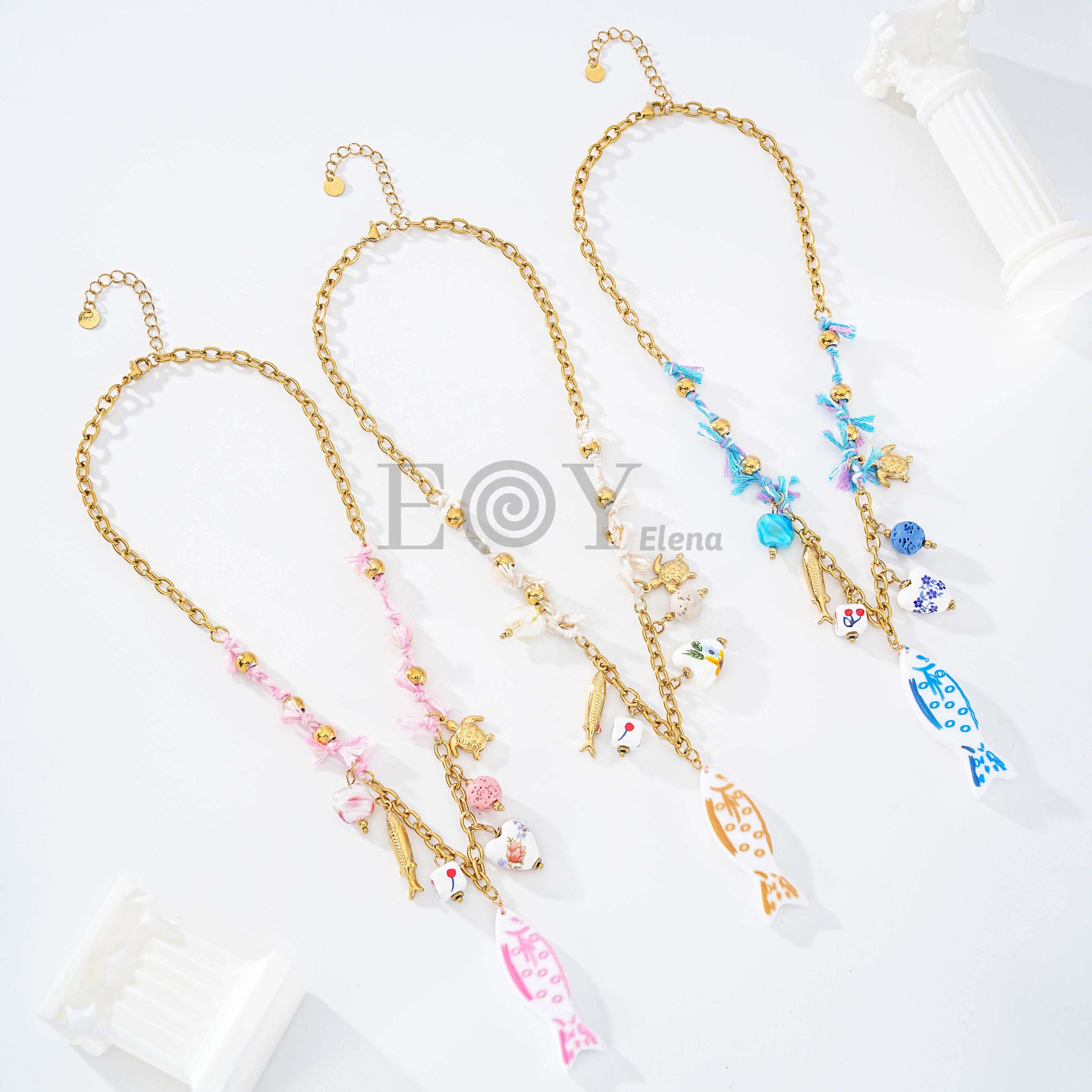 Collar pez y charms marinos