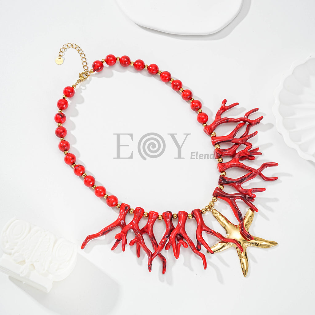 Collar arrecife resina y estrella central de acero