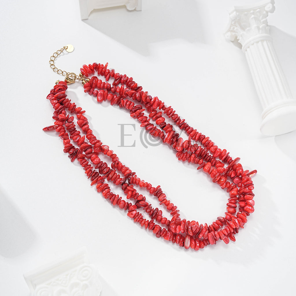 Collar triple fila de piedras resina