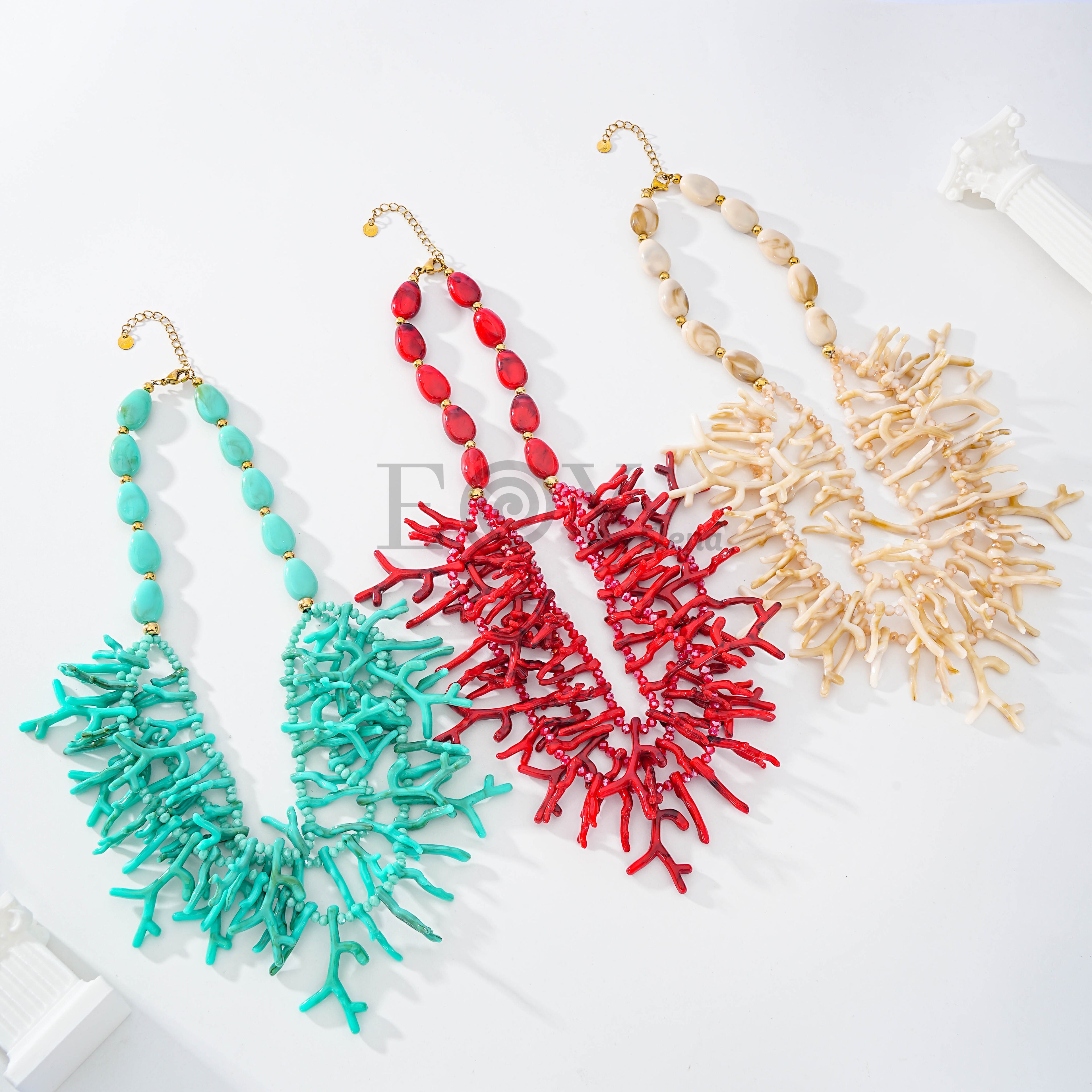 Collares colores tres filas corales