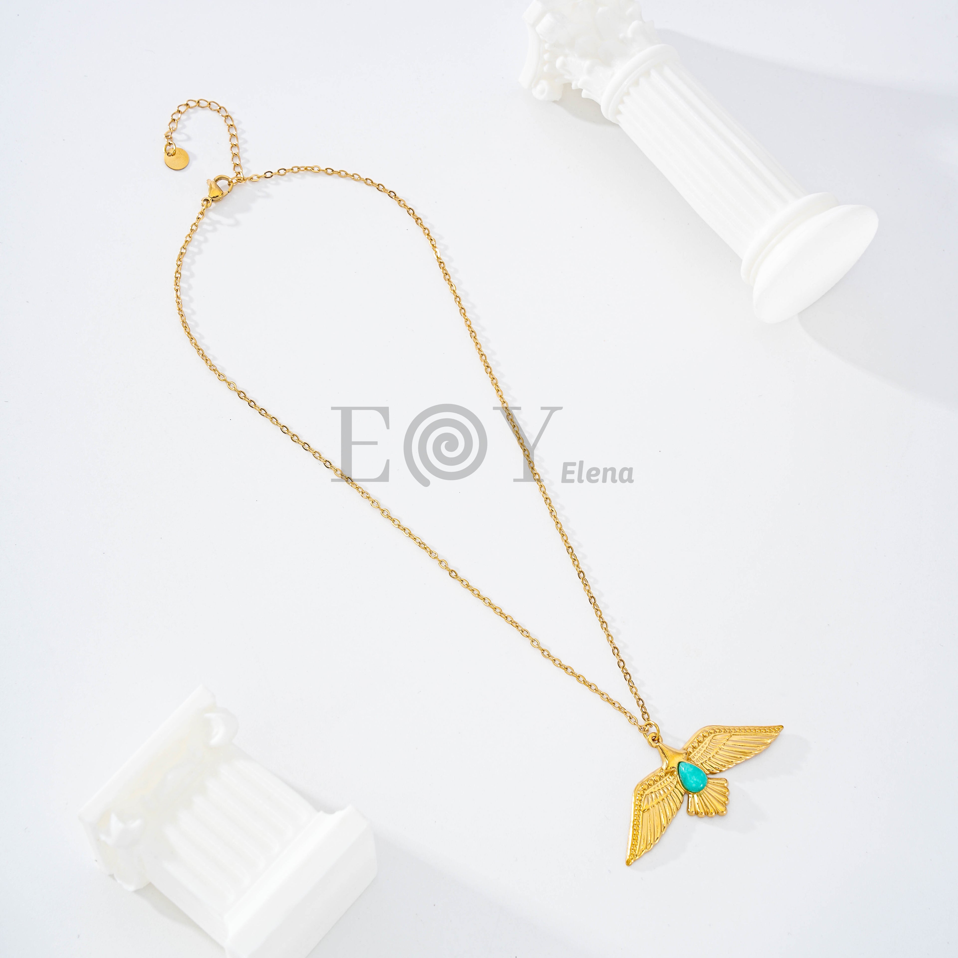 Collar pájaro con piedra turquesa