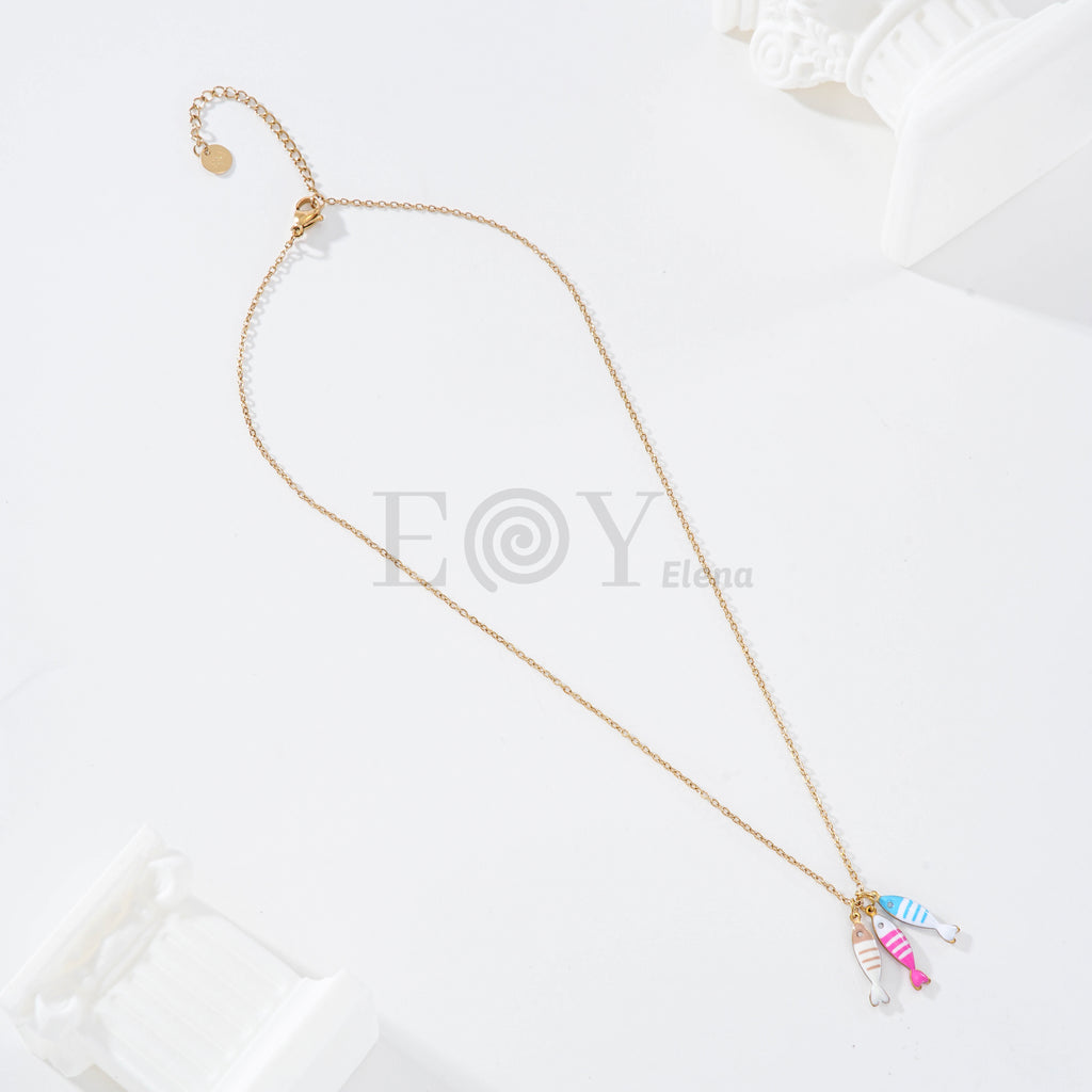 Collar triple pez colores