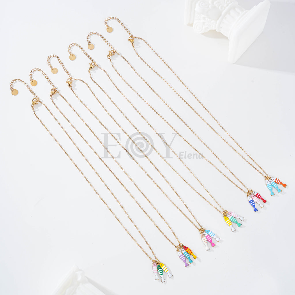 Collar triple pez colores