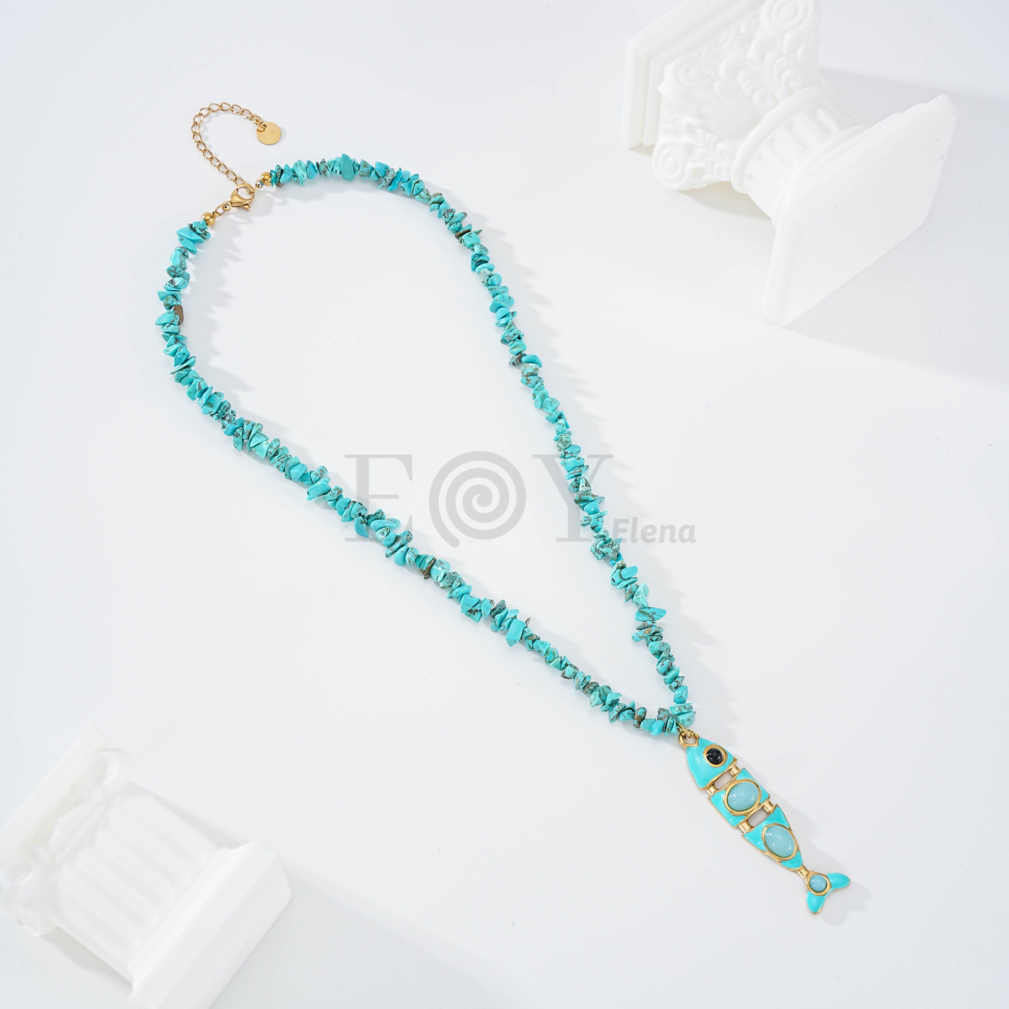 Collar piedras turquesa y pez
