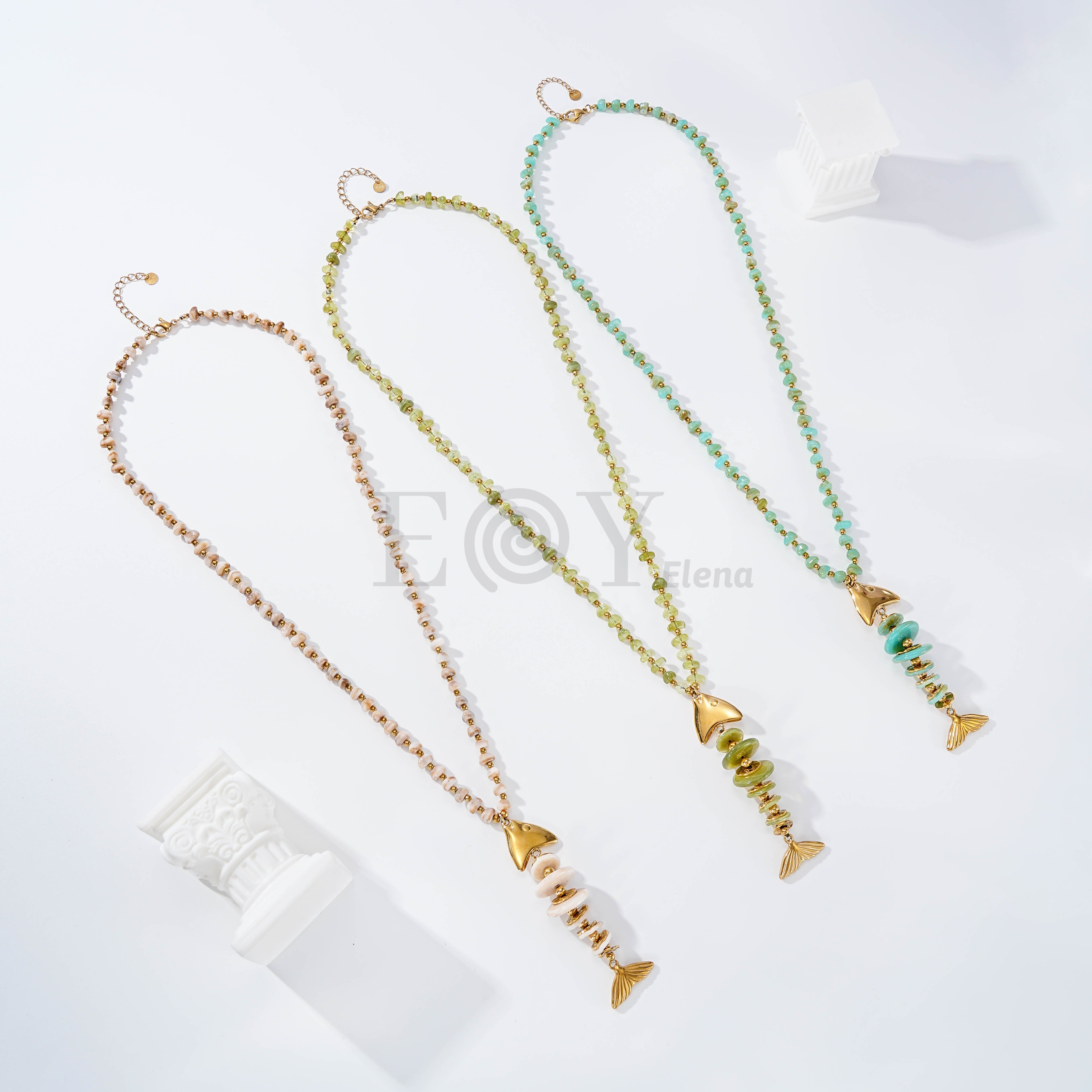 Collar piedras con espiga pez