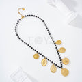 Collar bolas negras con chapas vírgenes