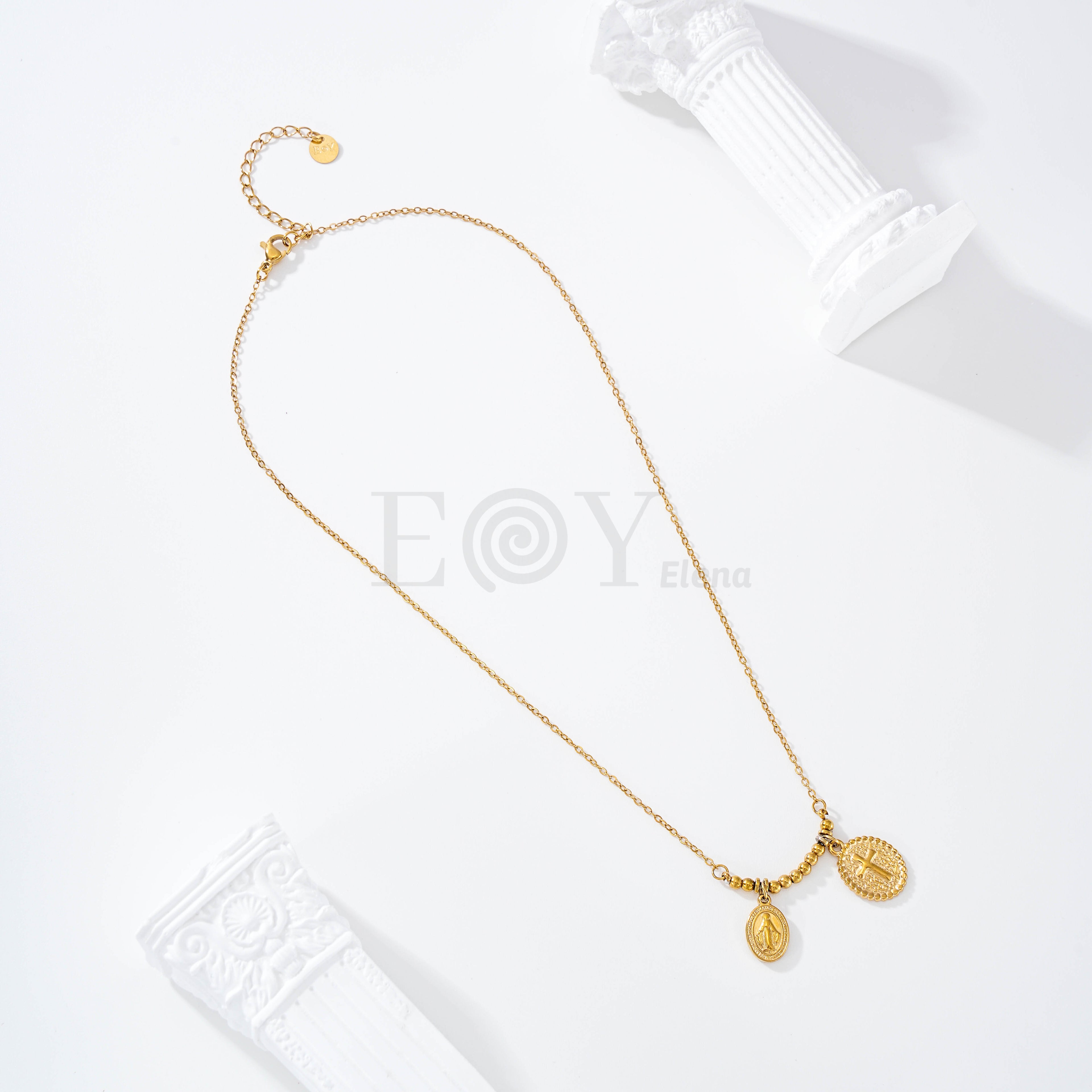 Collar Virgen Milagrosa y cruz