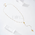 Collar perlas virgen con cruz colgante
